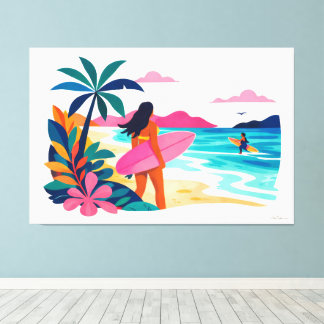 Toile Modern retro tropical surf 03