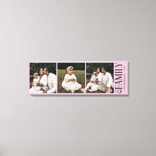 Toile Modern Script Family Custom 3 Photos Name  (Recto)