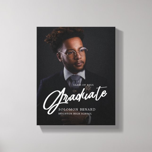 Toile Modern Script Graduate Photo Graduation (Recto)