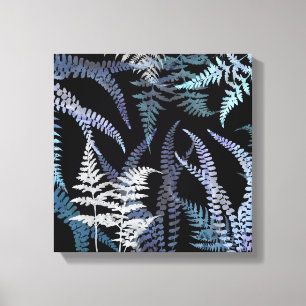 Toile Moderne Blue Fern Elegant Botanical Abstrait