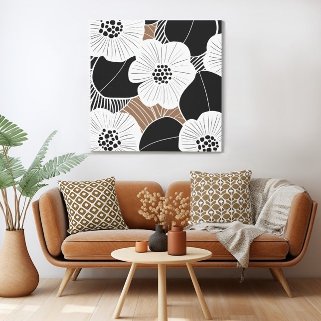 Toile Moderne Florale du milieu du siècle rétro (Mix n' match in retro mid century modern style with a retro floral canvas print from Wild on Flowers)