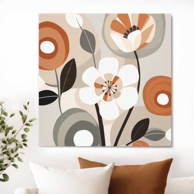 Toile Moderne Florale Rétro du milieu du siècle (Transform your space with the timeless beauty of mid century modern floral canvas. )
