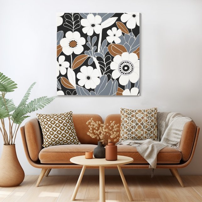 Toile Moderne Florale Rétro du milieu du siècle (Mix n' match in retro mid century modern style with a  retro floral canvas from Wild on Flowers)