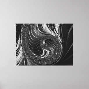 Toile Moderne Fractal noir blanc métal Nautilus Swirl