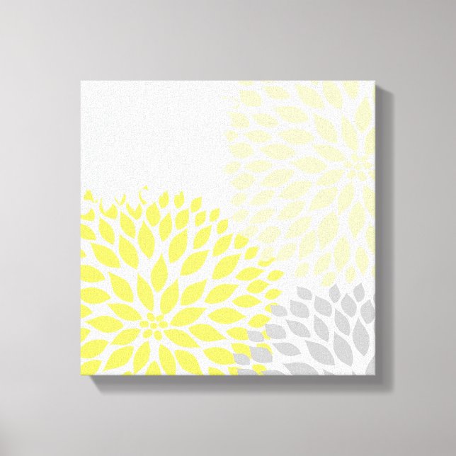 Toile Moderne Jaune et gris Dahlia Carré Wall Art md (Recto)