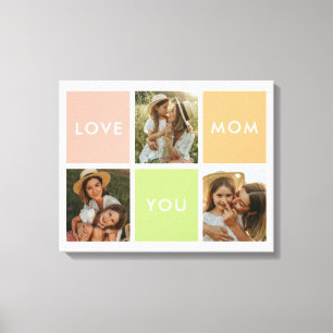 Toile Moderne Minimaliste "Je t'aime maman" 3-Photo Pers