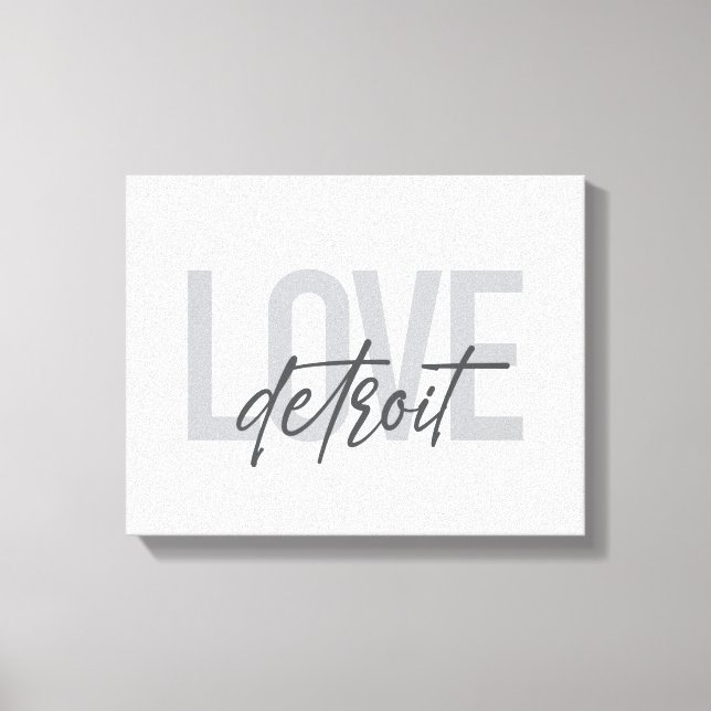 Toile Moderne, simple, cool, design urbain Amour Detroit (Recto)