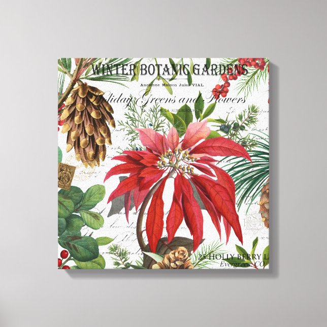 Toile Moderne vintage jardin d'hiver fleuri (Recto)