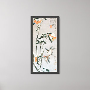 Toile Moineaux et Camélia dans la neige par Ando Hiroshi