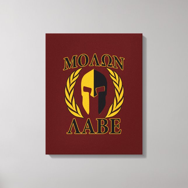 Toile Molon Labe Casque spartiate Laurels Bourgogne (Recto)
