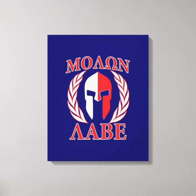 Toile Molon Labe Spartan Armor Laurels Marine Blue (Recto)