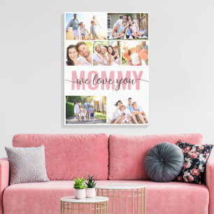 Toile Mommy We Love You Photo Collage Pink 7 Photos