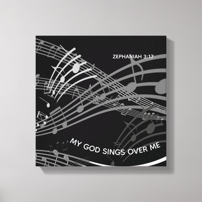 Toile Mon Dieu chante sur moi Zephaniah 3:17 Musique noi (Recto)