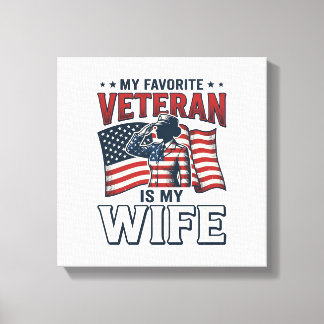 Toile Mon vétéran préféré est ma femme T-shirt patriotiq