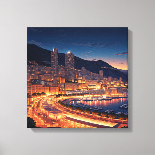 Toile Monaco Monte Carlo la nuit