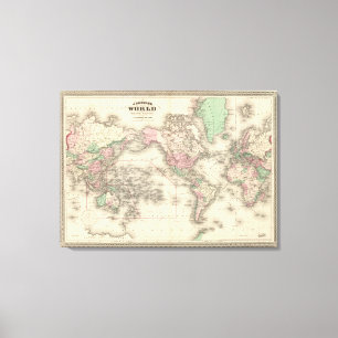 Toile Monde sur la projection de Mercator