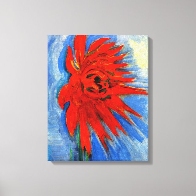Toile Mondrian - Chrysanthème rouge (Recto)
