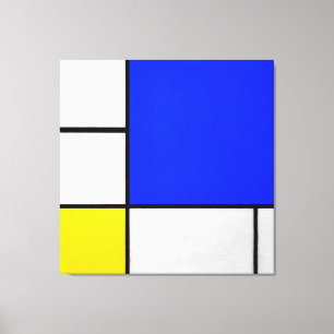 Toile MONDRIAN - COMPOSITION AVEC BLEUE, BLANC et JAUNE
