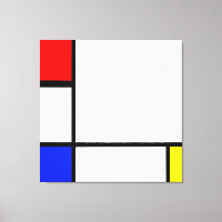 MONDRIAN - COMPOSITION IV avec ROUGE, BLEU & JAUNE