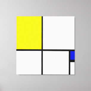 Toile MONDRIAN - COMPOSITION No II avec JAUNE et BLEU