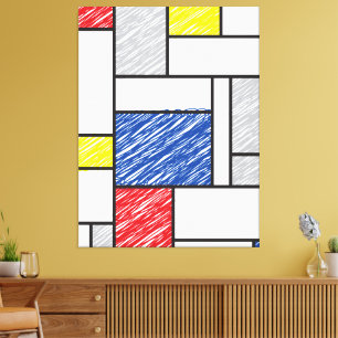 Toile Mondrian Gribouillages Minimaliste Art Moderne De 