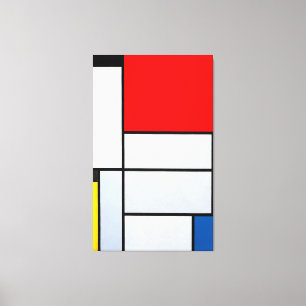 Toile MONDRIAN - TABLEAU I - Comp. avec grand plan rouge