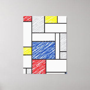 Toile Mondrik Scribbles Minimaliste De Stijl Art Moderne
