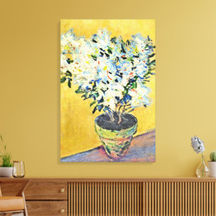 Toile Monet - Azalées blanches dans un pot,