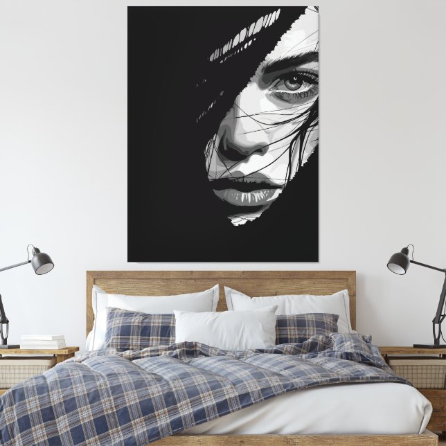 Toile Monochrome Mystère Portrait Art (Insitu(Chambre))