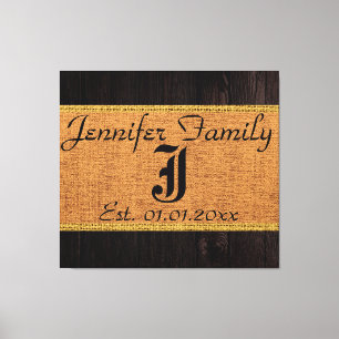 Toile Monogram Deer Russe Burlap Linge en bois Look