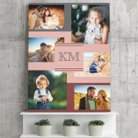 Monogramme 6 photo collage sur Maroon Pink and Gre