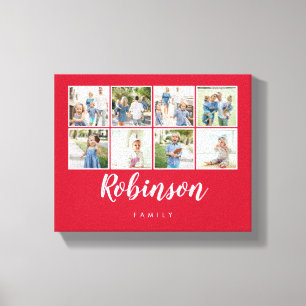 Toile Monogramme 8 Photos Famille Rouge
