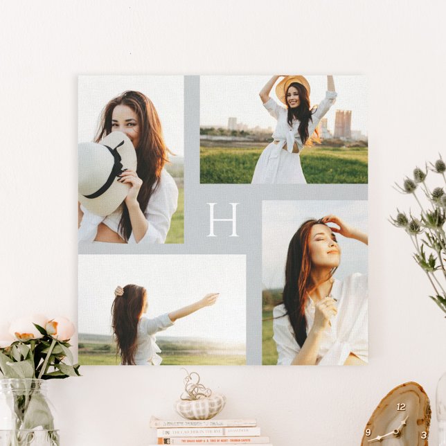 Toile Monogramme Blocs Editable Color Photo Canvas (Créateur téléchargé)