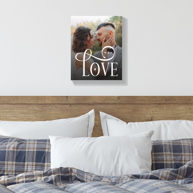 Toile Monogramme de couple de photo de mariage personnal (Insitu(Chambre))
