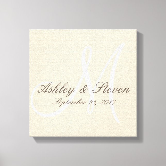 Toile Monogramme de lin rustique moderne (Recto)