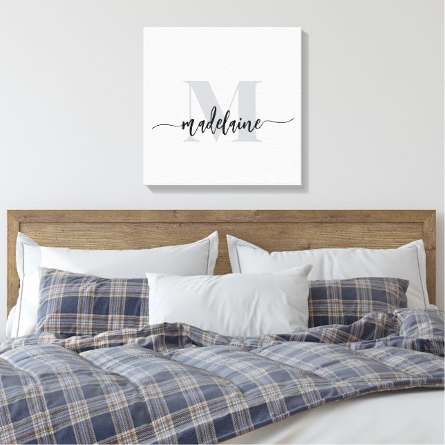 Toile Monogramme Elegant Blanc noir personnel (Insitu(Chambre))