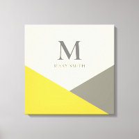 Monogramme géométrique moderne jaune et gris