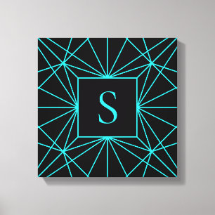 Toile Monogramme initial Design géométrique turquoise