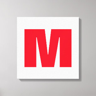 Toile Monogramme minimaliste moderne blanc rouge