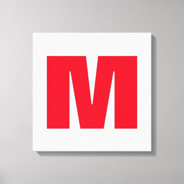 Toile Monogramme minimaliste moderne blanc rouge (Recto)