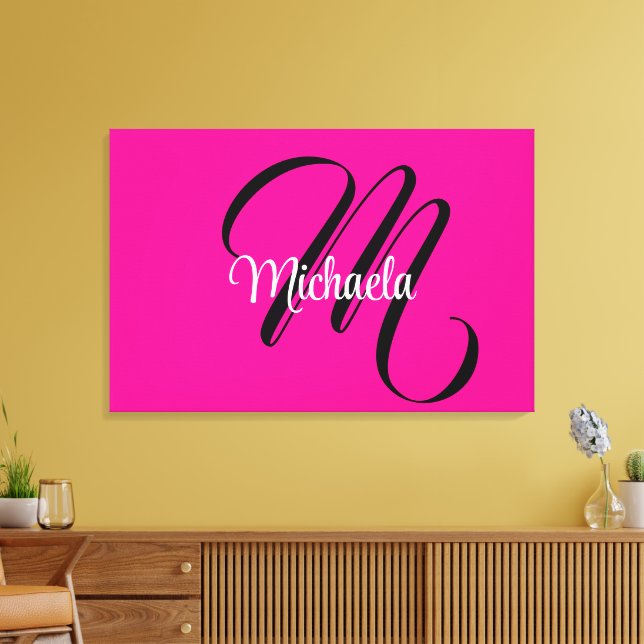 Toile Monogramme moderne minimaliste nom initial rose ch (Insitu(Salon))