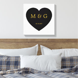 Toile Monogramme personnalisé et symbole de date de l'am
