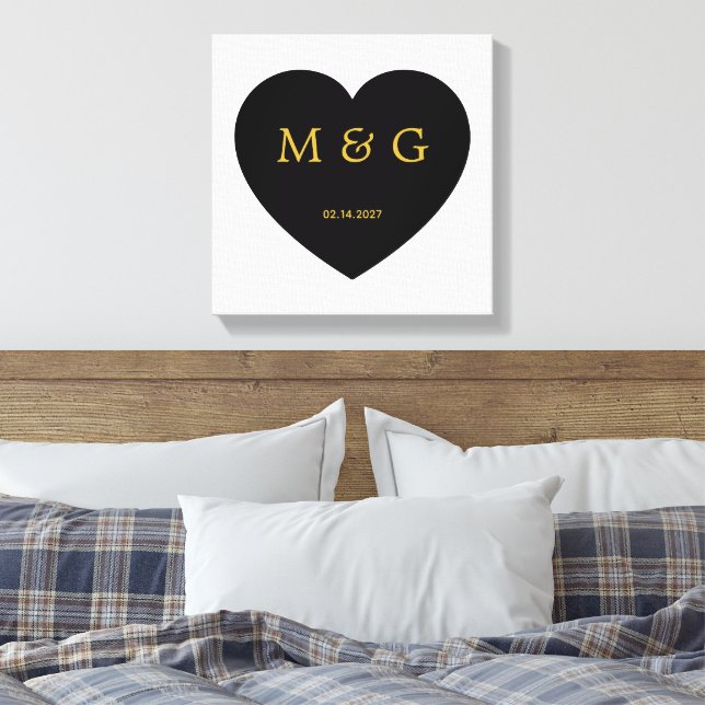 Toile Monogramme personnalisé et symbole de date de l'am (Insitu(Chambre))