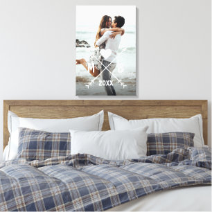 Toile Monogramme Personnalisé Stylish Love Couple Flèche