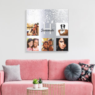 Toile Monogramme photo collage photo parties scintillant