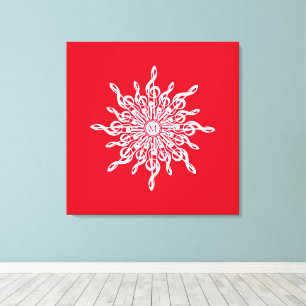 Toile Monogramme rouge de Noël G-Clef Snowflake