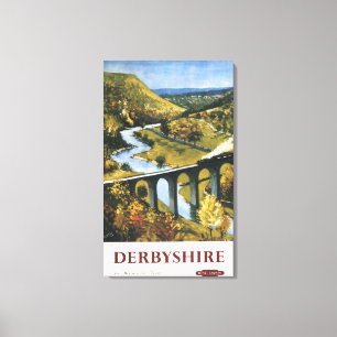 Toile Monsal Dale, train et viaduc British Rail