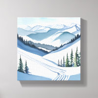 Montagne de ski aquarelle