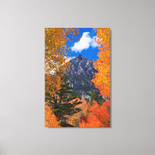 Toile Montagne encadrée par le feuillage d'automne, CA