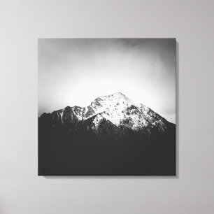 Toile Montagne enneigée noire et blanche